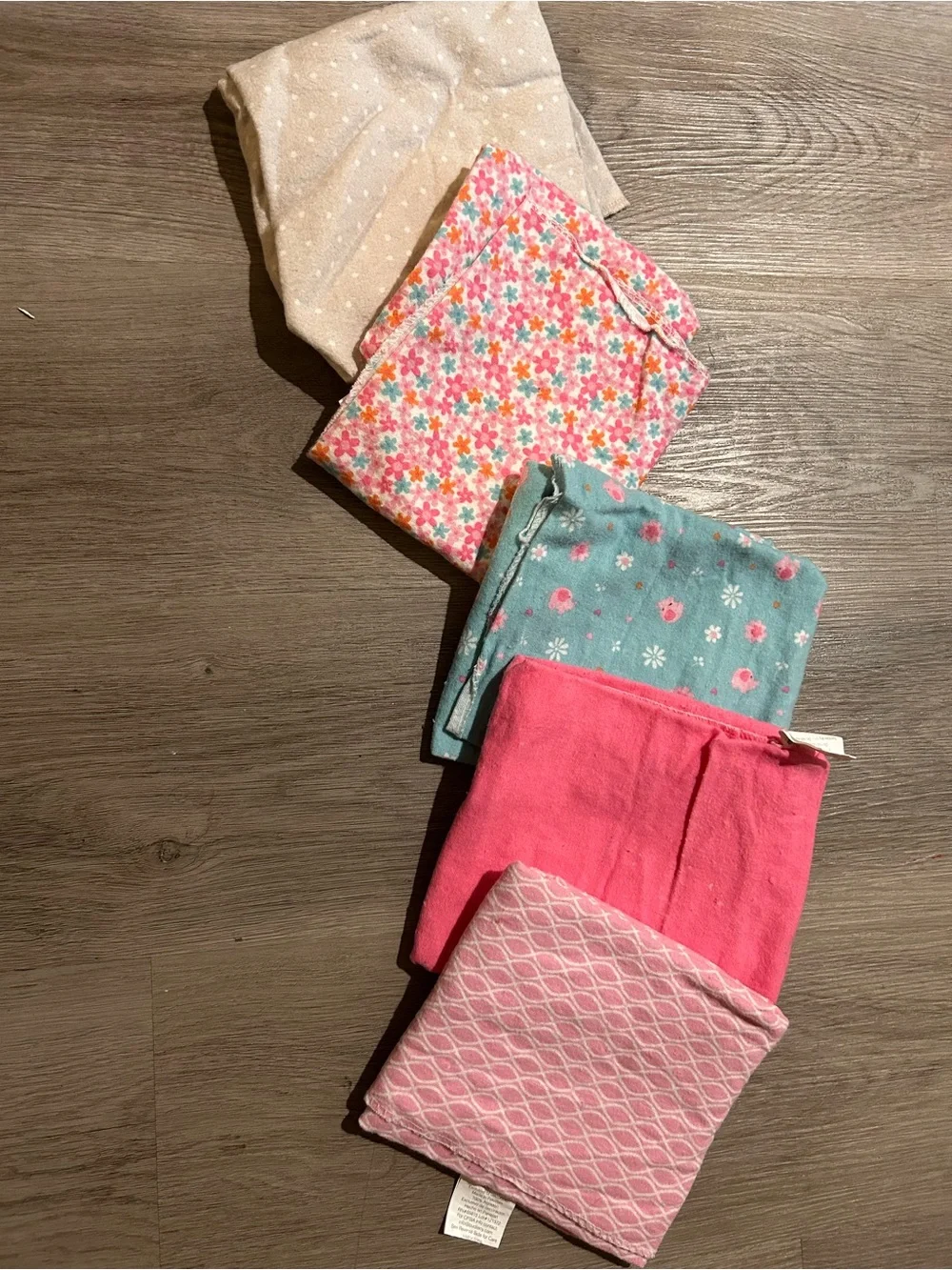 5-Piece Baby receiving blanket Set — Pink, Teal, Cream Floral & Solid